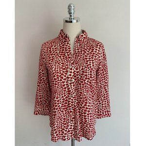 Women's L'Agence 3/4 Sleeve Button Front Blouse - Cream/Red - Size S/P